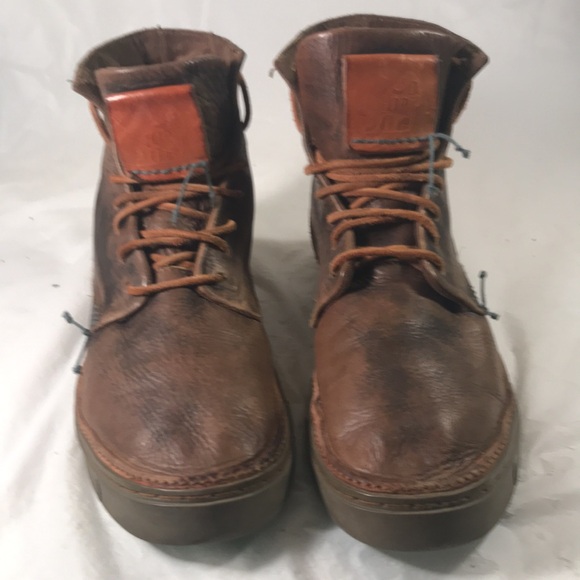 Satorisan Mens Designer Pebbled Leather Art To Wear Lace Up Rare Logo Ankle Boot main image 6